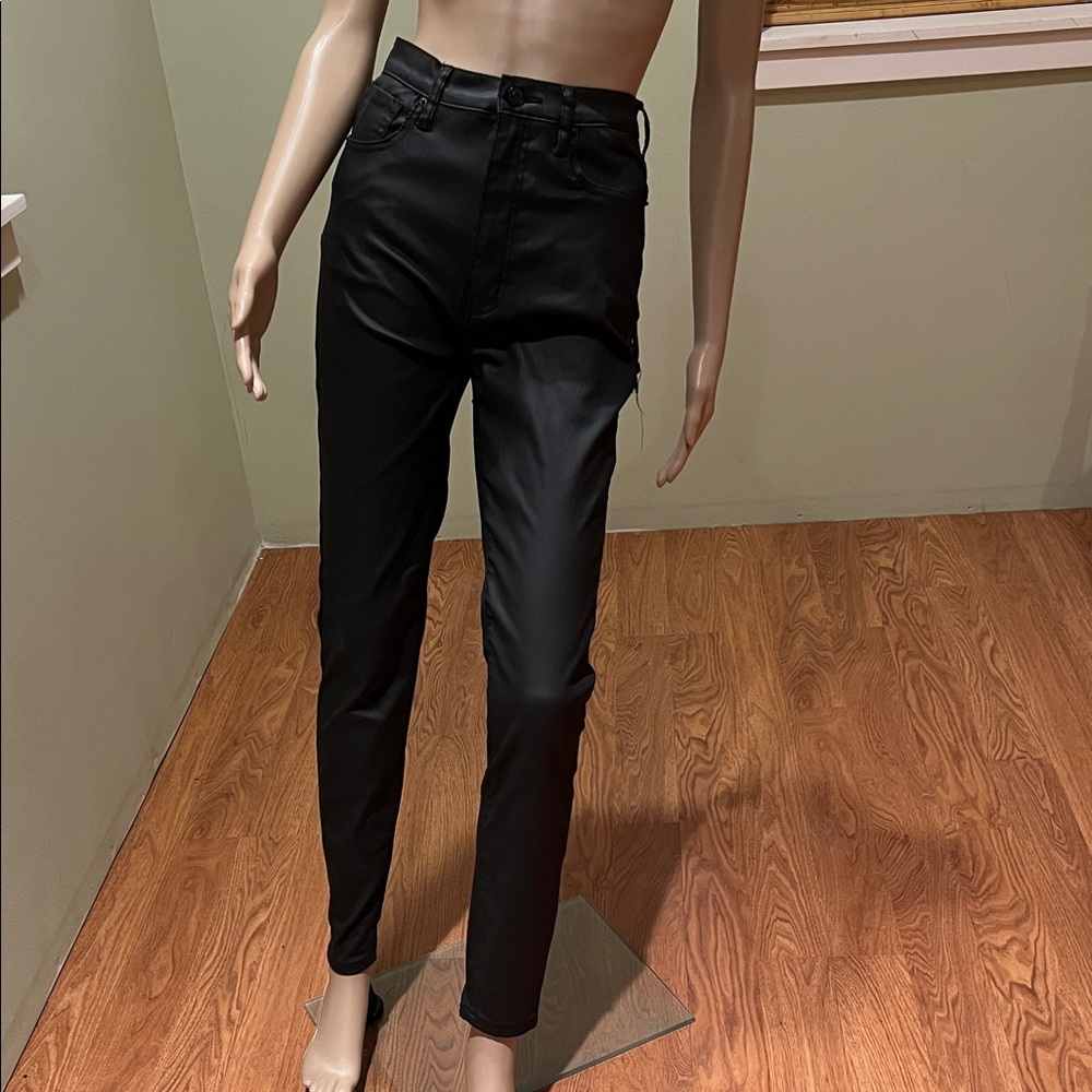 Akira Black Polyeurathane Skinny Jean Pant With lacing Size 13